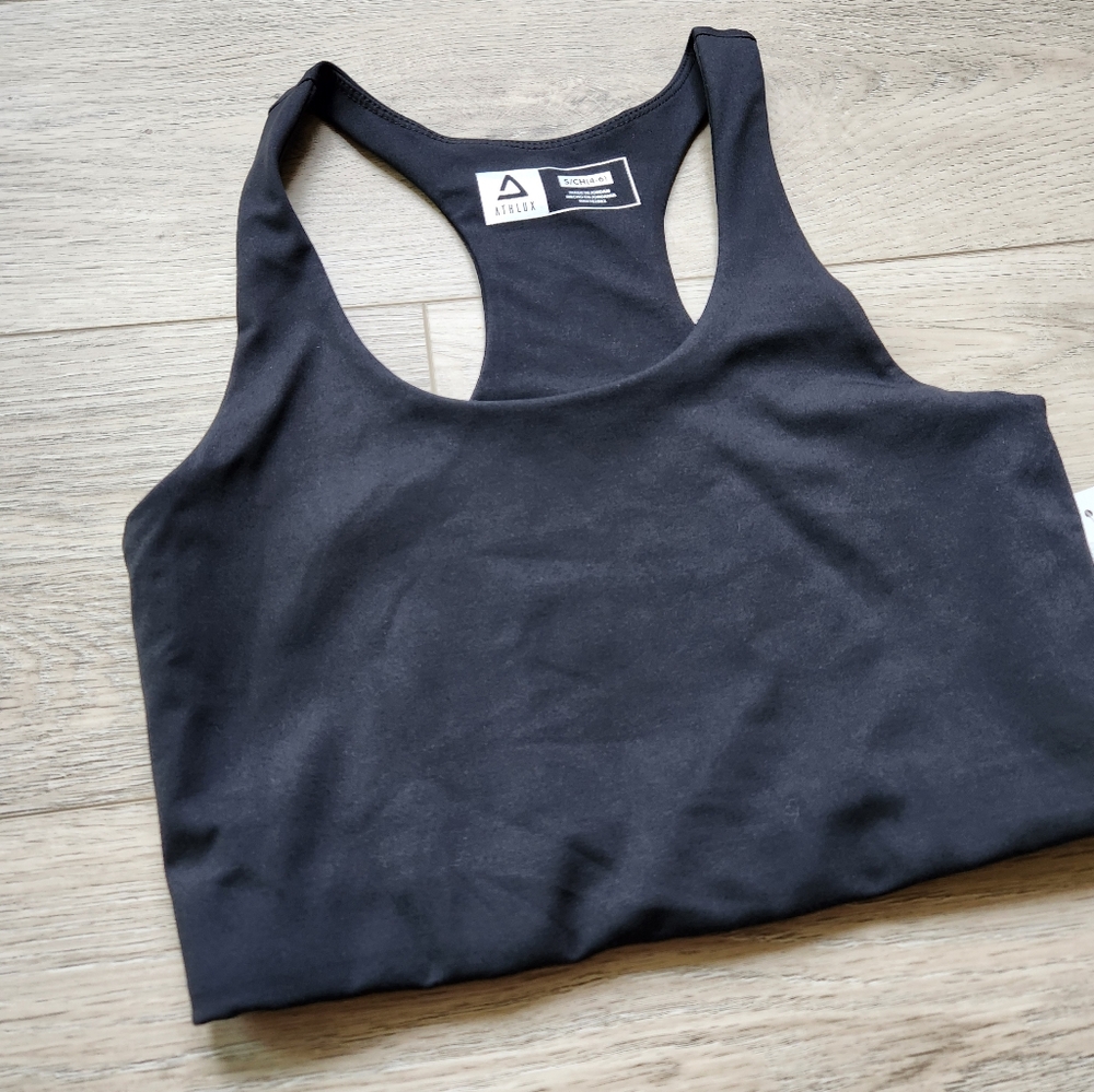 Athlux Black Longline Scoop Neck Sports Bra Womens Small 4-6 Activewear Athletic - Picture 2 of 10